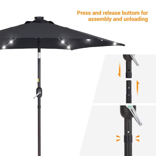 inval Vooroordeel Streven JOYESERY 7.5 ft. Solar LED Patio Umbrellas With Solar Lights and Tilt  Button Market Umbrellas, Black J-XX-2-30BK-LED - The Home Depot