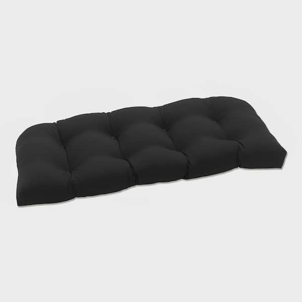 Pillow Perfect Solid Rectangular Outdoor Bench Cushion in Black