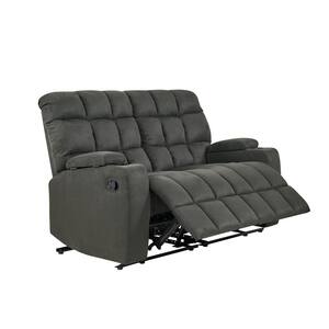57 in. Gray Polyester 2-Seater Reclining Loveseat with Cupholders