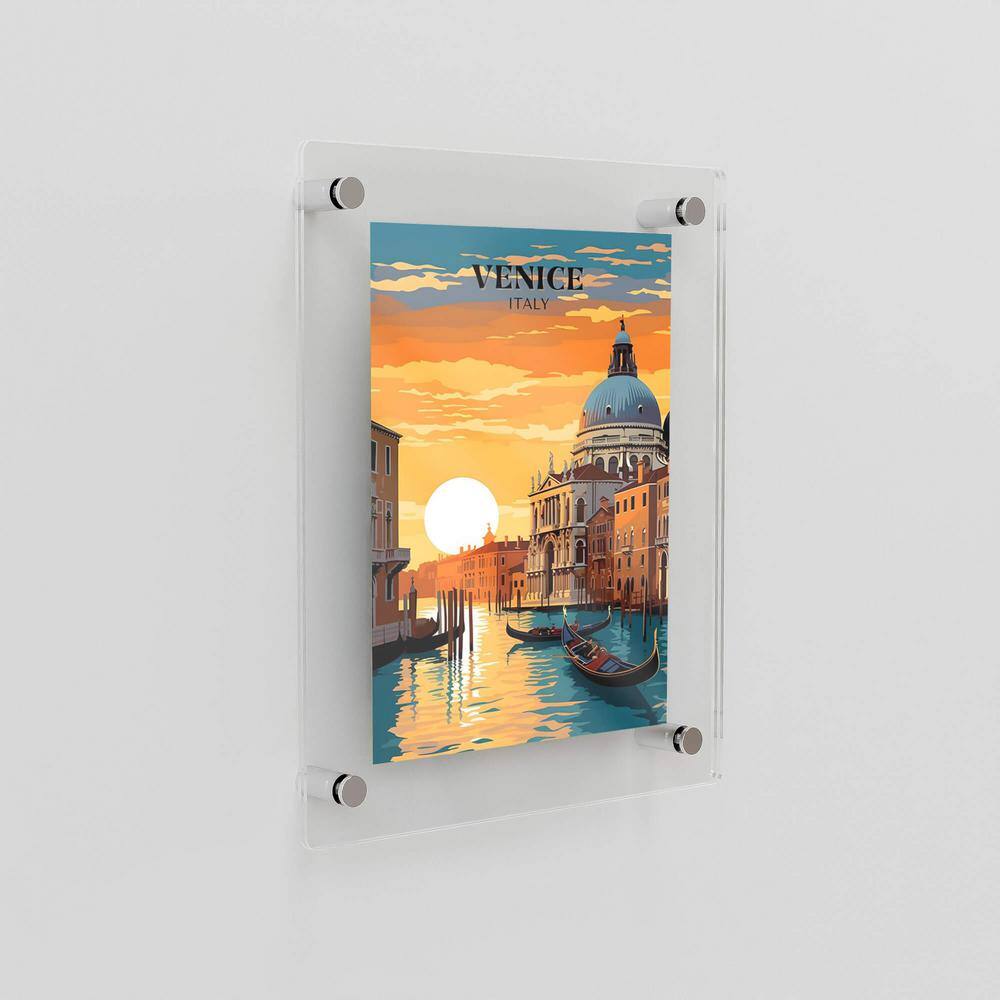 Clear Acrylic Floating Wall Frame with Chrome Mounts, 28" x 40"