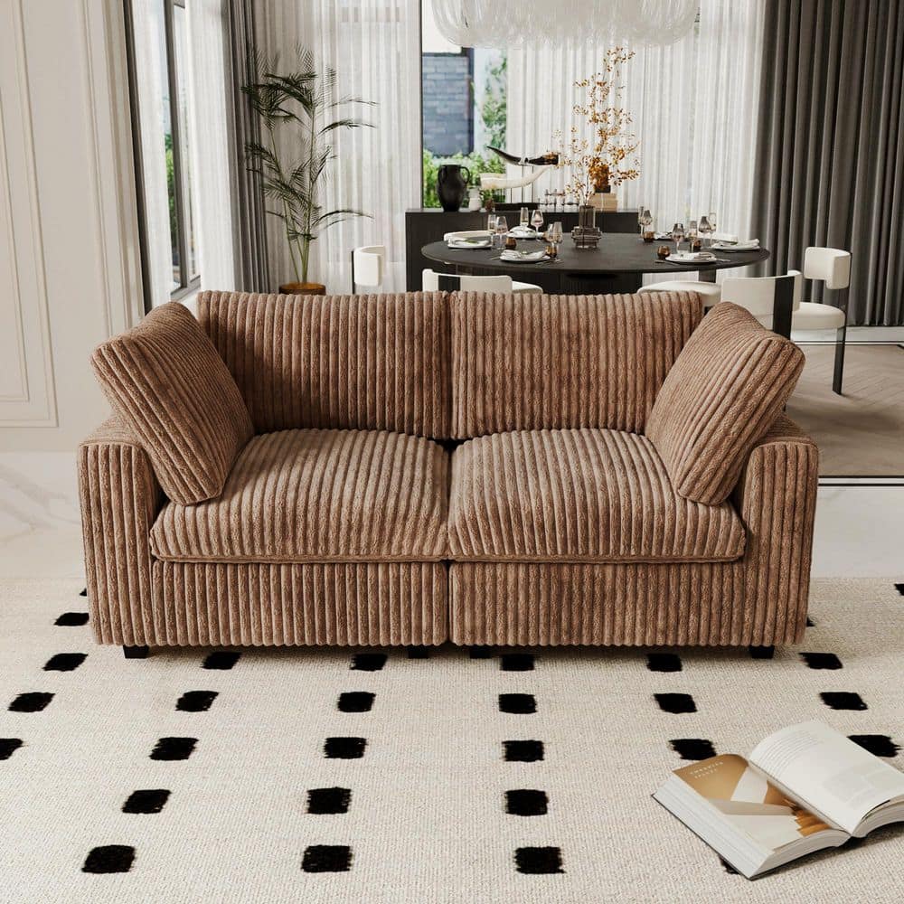Magic Home 78 in. Square Arm Velvet Deep Seat 2-Piece Plush