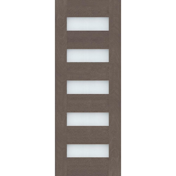 Regency 36 in. x 80 in. Universal Handing 5L Modern Clear Glass Ashwood Stain Fiberglass Front Door Slab