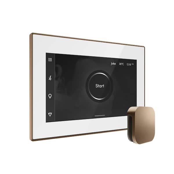XButler Max Steam Shower Control Package with iSteamX Control and Linear Steamhead in White Nouveau Bronze