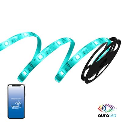 Tzumi Aura LED 10-Watt Equivalent 16 ft. Wifi Enabled Smart LED Night Light Strip (1-Strip) 8753HD