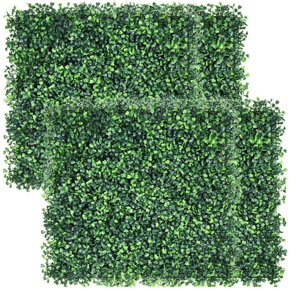 4-Pcs 20 in. x 20 in. x 1.8 in. Square Artificial Boxwood Hedge Wall/Grass 