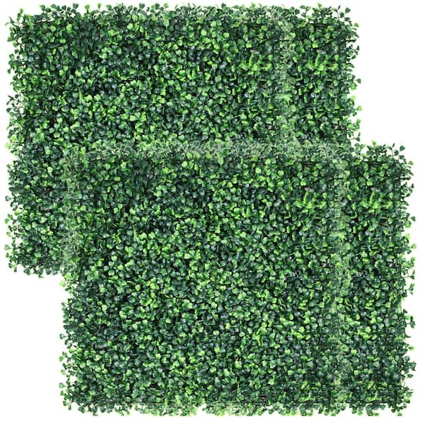 LHY 20 in. 20 x 1.8 in. Square Artificial Boxwood Hedge Wall Grass Wall Panels, Faux Topiary Greenery Wall Decor