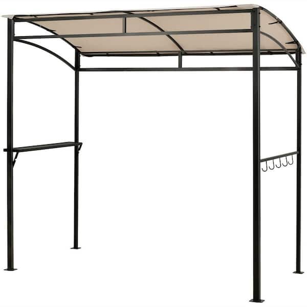 7 ft. x 7 ft. Grill Gazebo with Serving Shelf and Storage Hooks in Beige