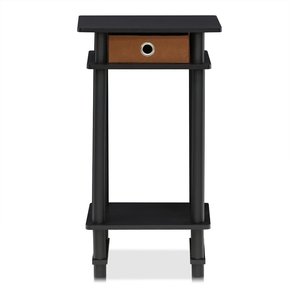 Espresso Wood and Metal Square End Table with Storage