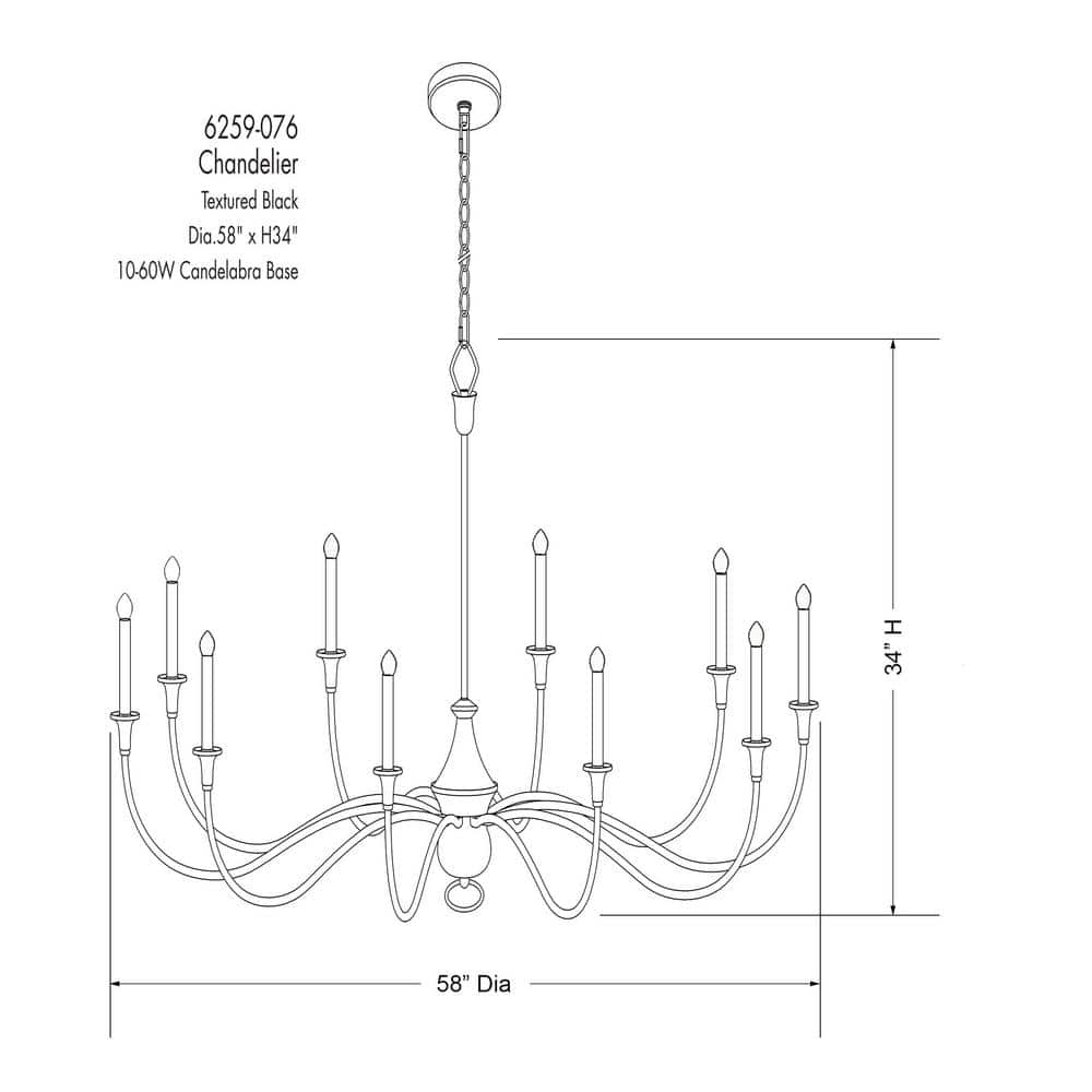 Textured Black 8-Light Candle Style Chandelier