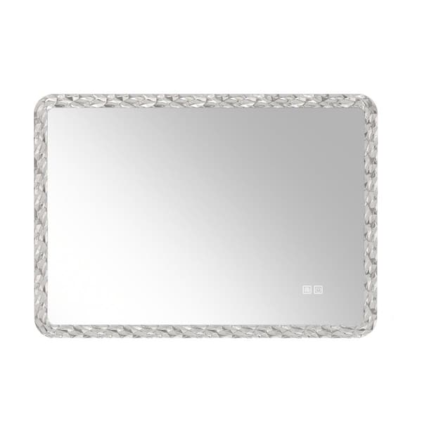 HOMEIBRO 38.58 in. W x 25.2 in. H Rectangle Crystal Acrylic Framed Wall Bathroom Vanity Mirror with LED Lights