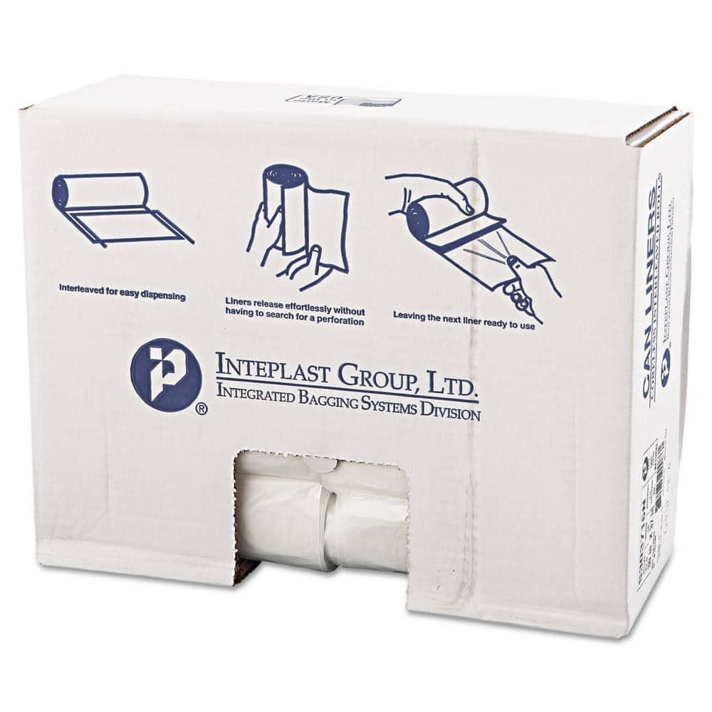 Inteplast 30 Gallon Clear High-Density Trash Can Liner (25/Roll, 20-Rolls/Carton)