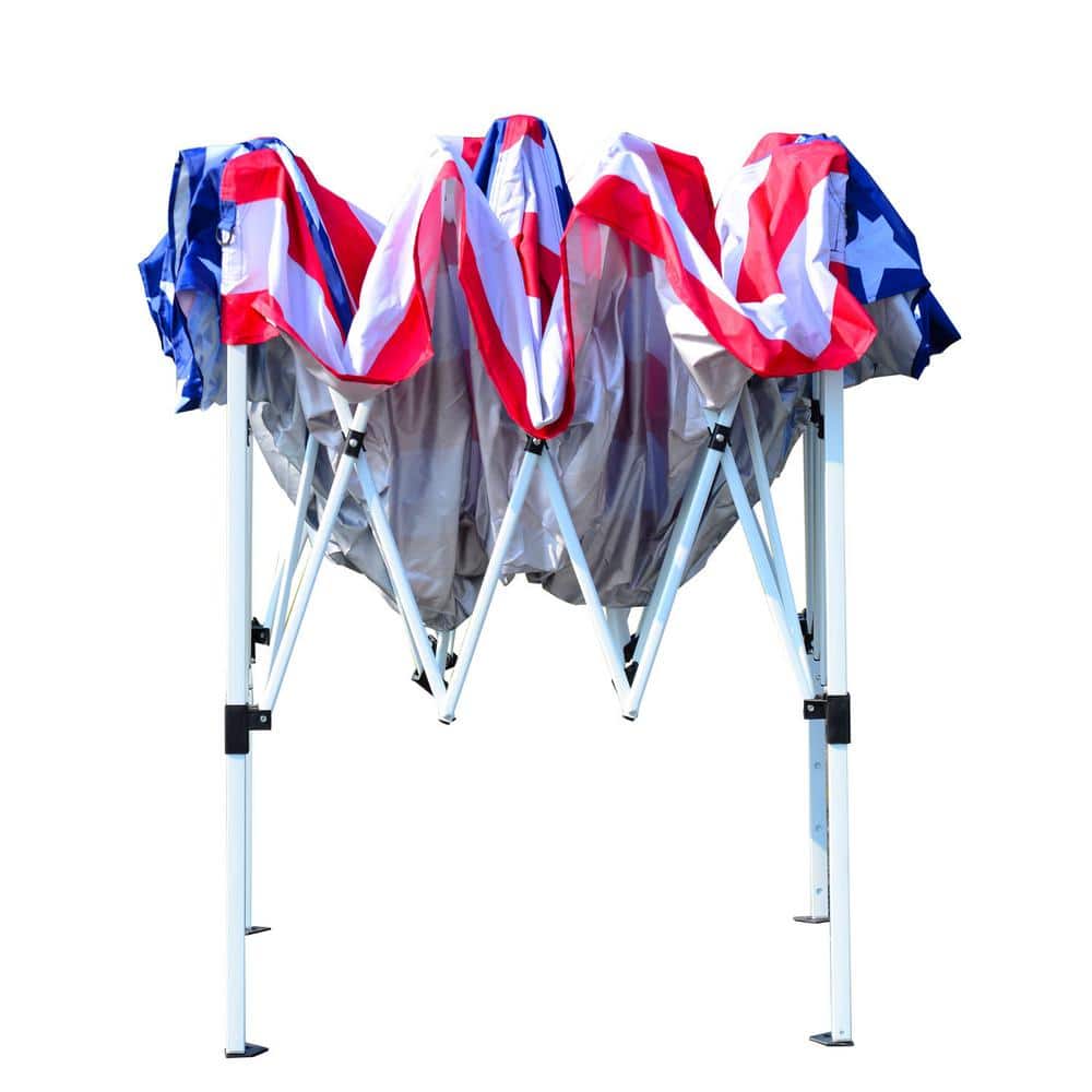 American Flag 10' x 10' Slant Leg Pop-Up Canopy Tent