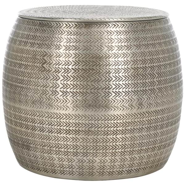 SAFAVIEH Apoline 16.8 in. Silver Round Metal End Table