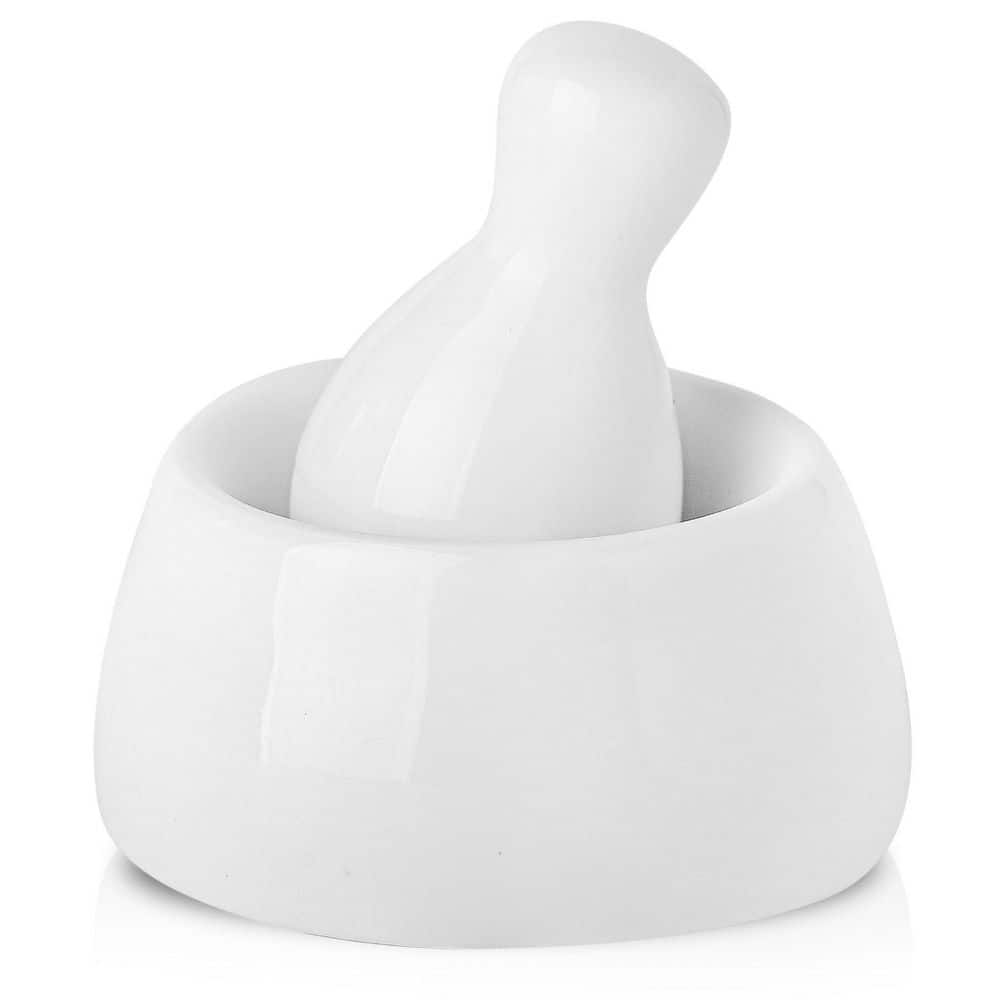 Anqtovp Porcelain White Efficient Mushroom Pestle Mini Mortar and