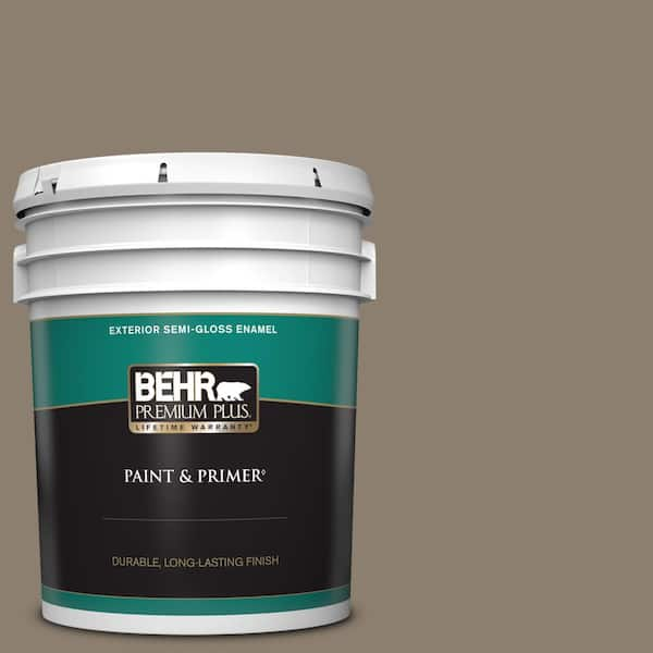 BEHR PREMIUM PLUS 5 gal. #BNC-36 Restful Brown Semi-Gloss Enamel Exterior Paint & Primer