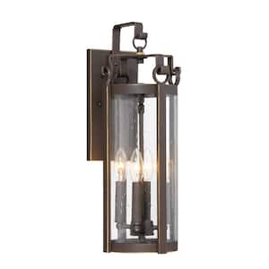 Somerset 4-Light Dakota Bronze Outdoor Traditional Light Sconce with Seeded Glass
