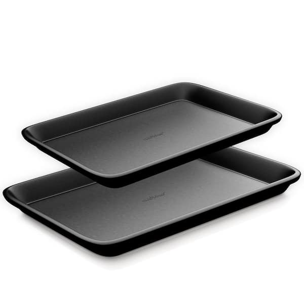 NutriChef 2-Pc. Nonstick Cookie Sheet Baking Pan - Professional Quality Kitchen Cooking Non-Stick Bake Trays with Black Coating