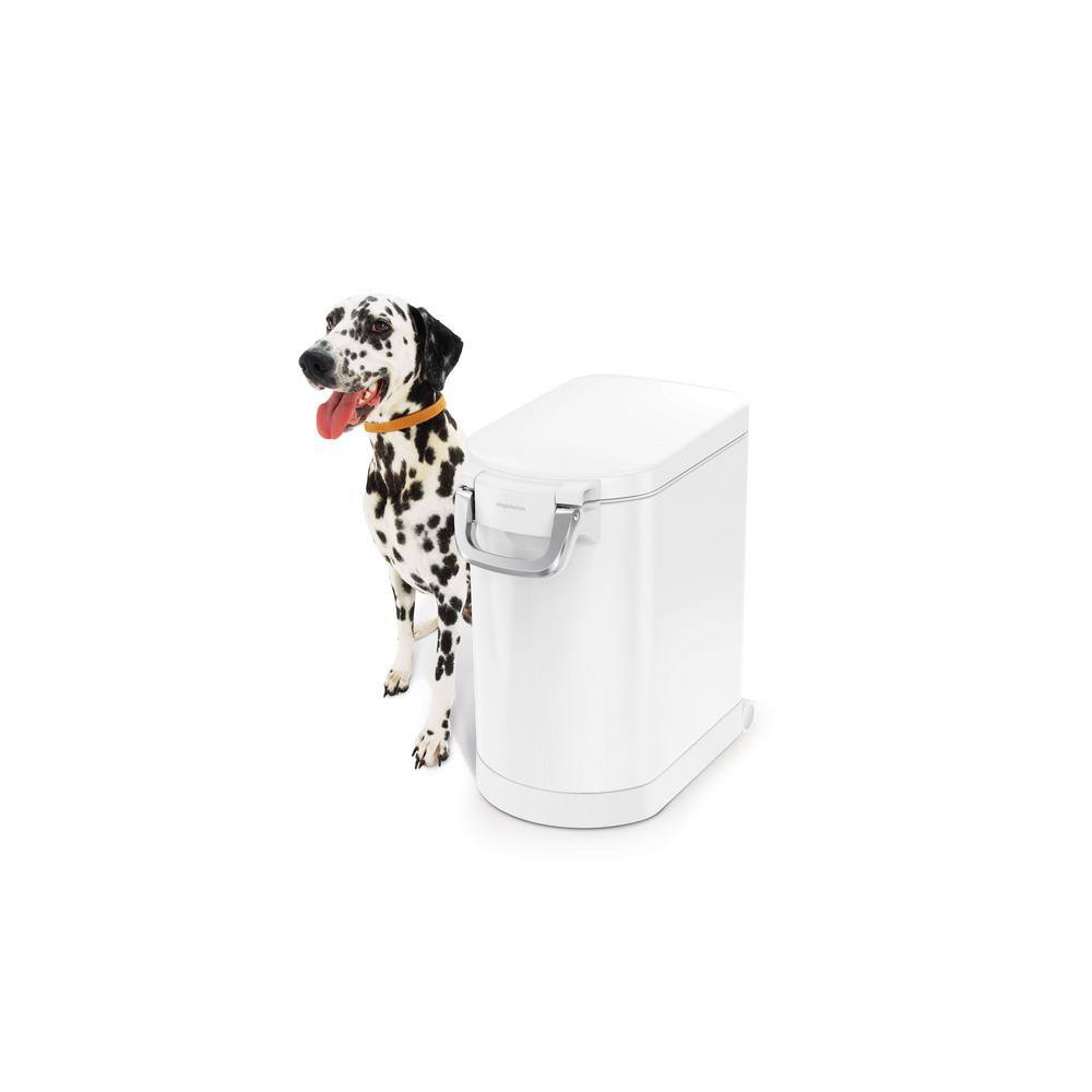 Medium White Steel Airtight Pet Food Storage Container with Scoop