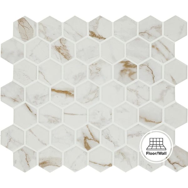 Maisto Safari Calacatta 10 in. x 12 in. Matte Ceramic Hexagon Mosaic Tile (9.72 sq. ft. /case)