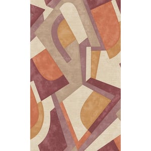 Red Bold Abstract Geometric Metallic Shelf Liner Non- Woven Non-Pasted Wallpaper (57Sq.ft) Double Roll