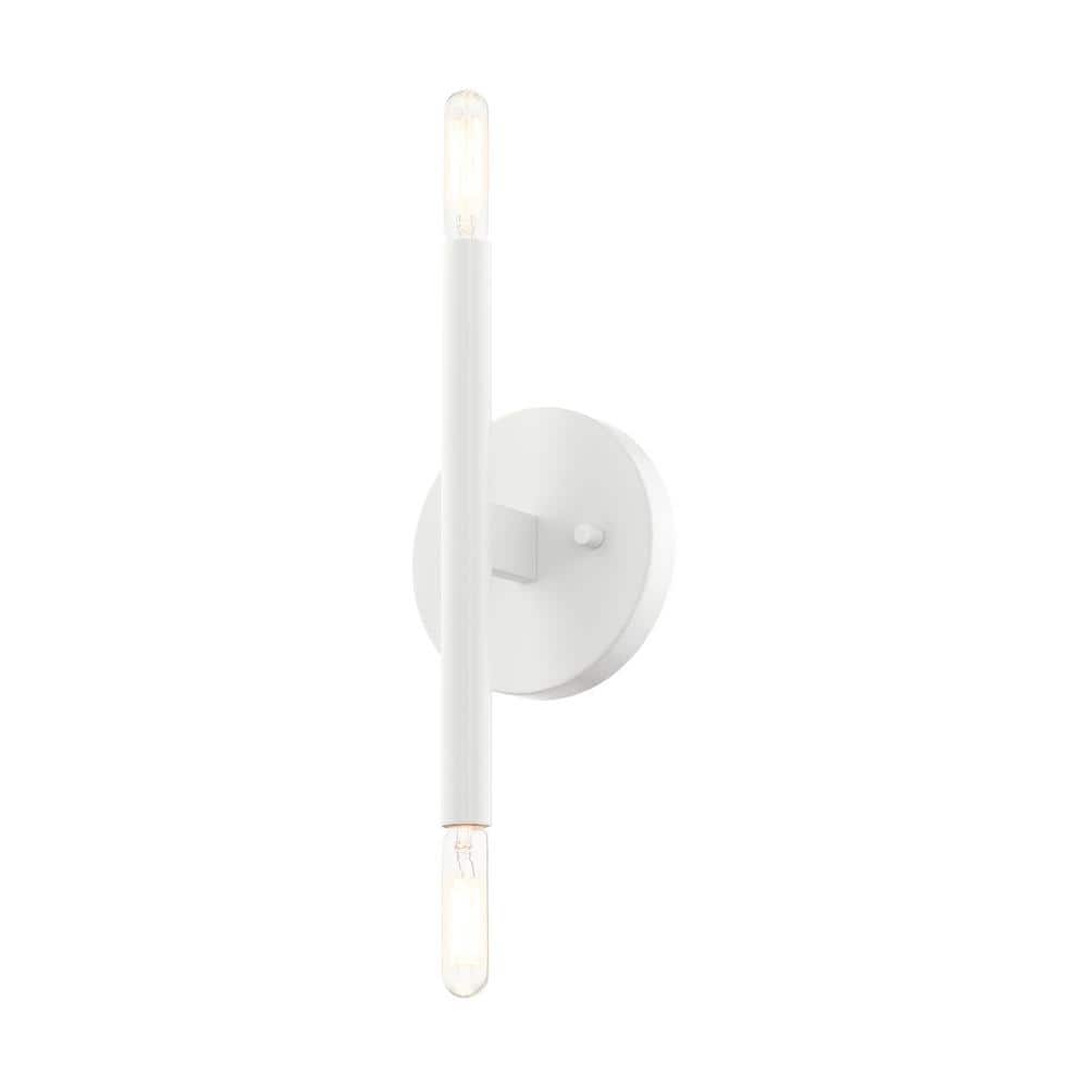 Copenhagen Mid-Century Modern White Chrome 2-Light Wall Sconce