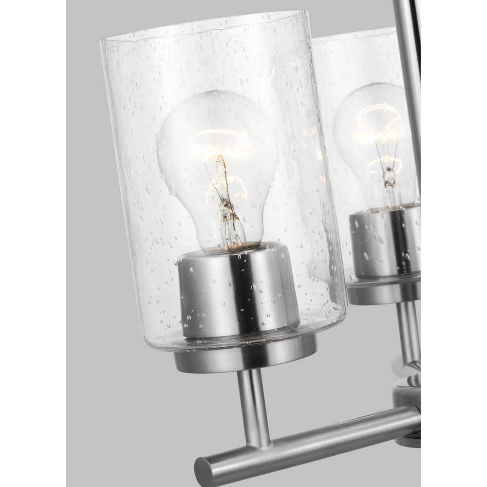 Brushed Nickel 3-Light Chandelier with Clear Seeded Glass