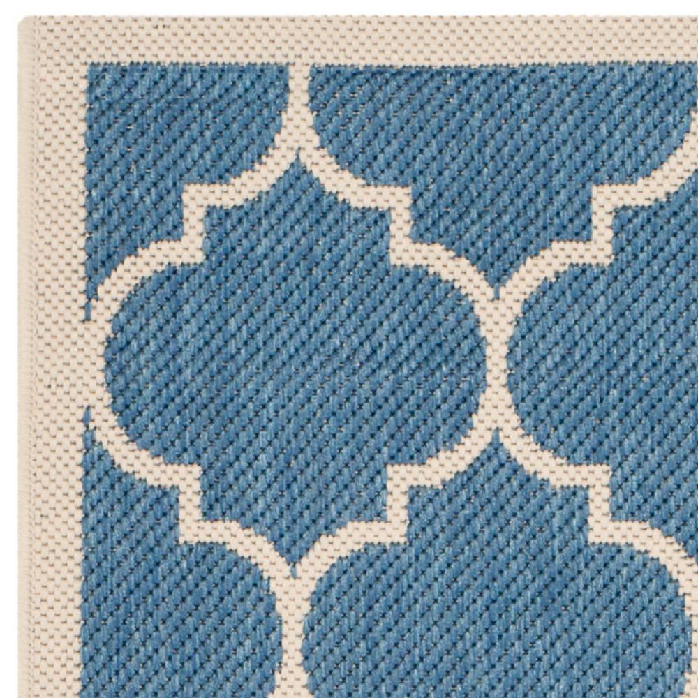 Blue and Beige Trellis Indoor/Outdoor Runner Rug