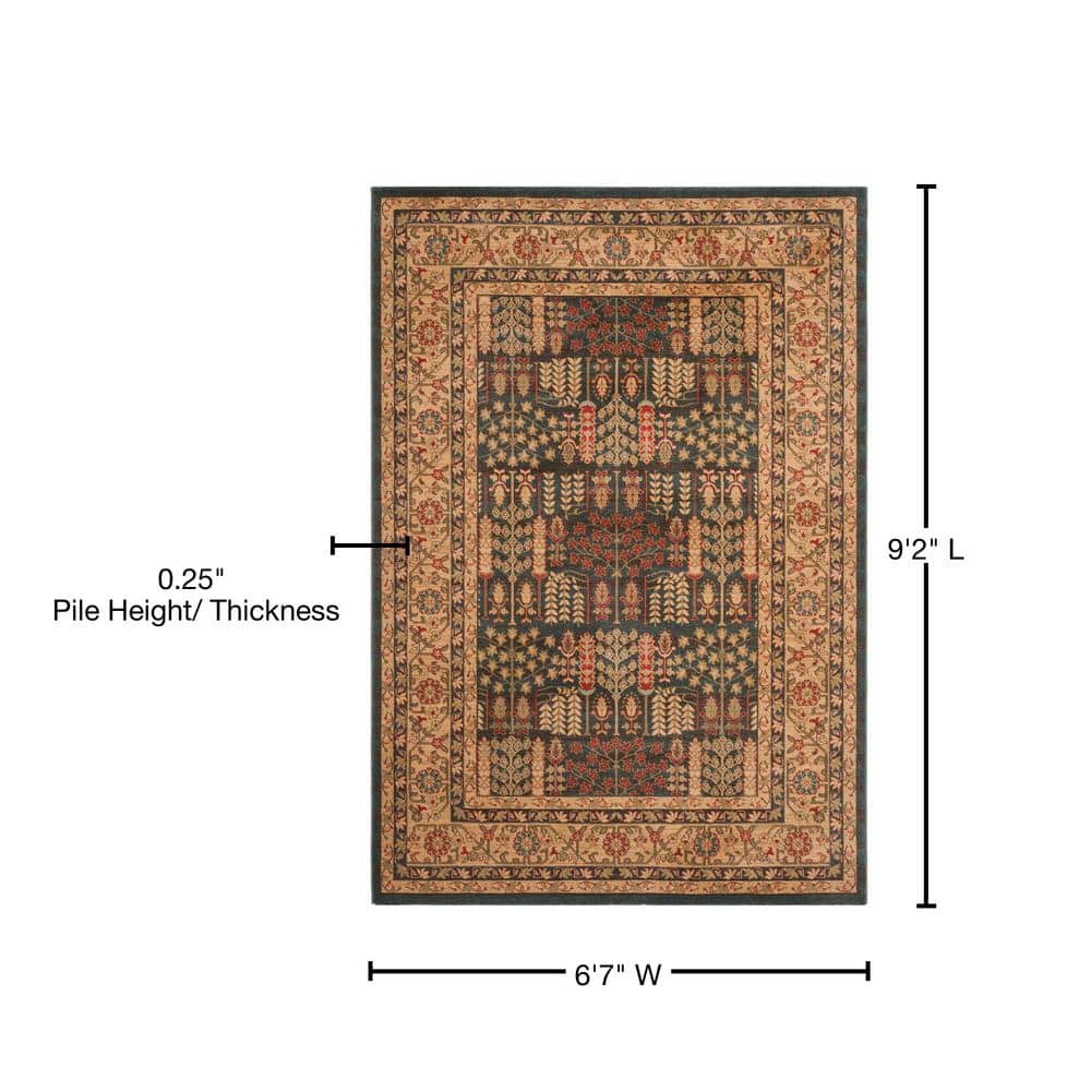 Navy and Natural Rectangular Hand-knotted Synthetic Rug, 10' x 14'
