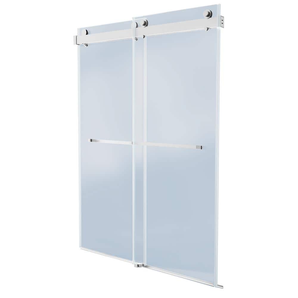 60 in. W x 76 in. H Frameless Double Sliding Soft-Close Shower Door in Blac