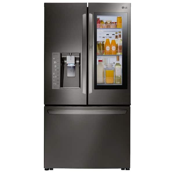 LG 24 cu. ft. 3-Door French Door Smart Refrigerator with InstaView Door-in-Door in Black Stainless Steel, Counter Depth