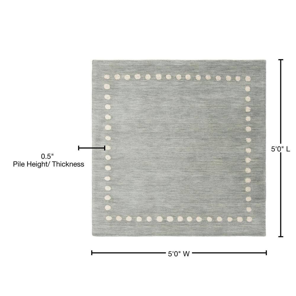 Hand-Tufted Whimsy Wool Square Rug for Kids in Gray