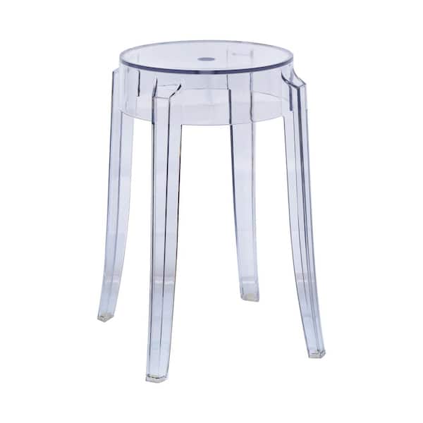 Leisuremod Averill 18.1 in. Clear Backless Plastic Dining Stool with Plastic Seat