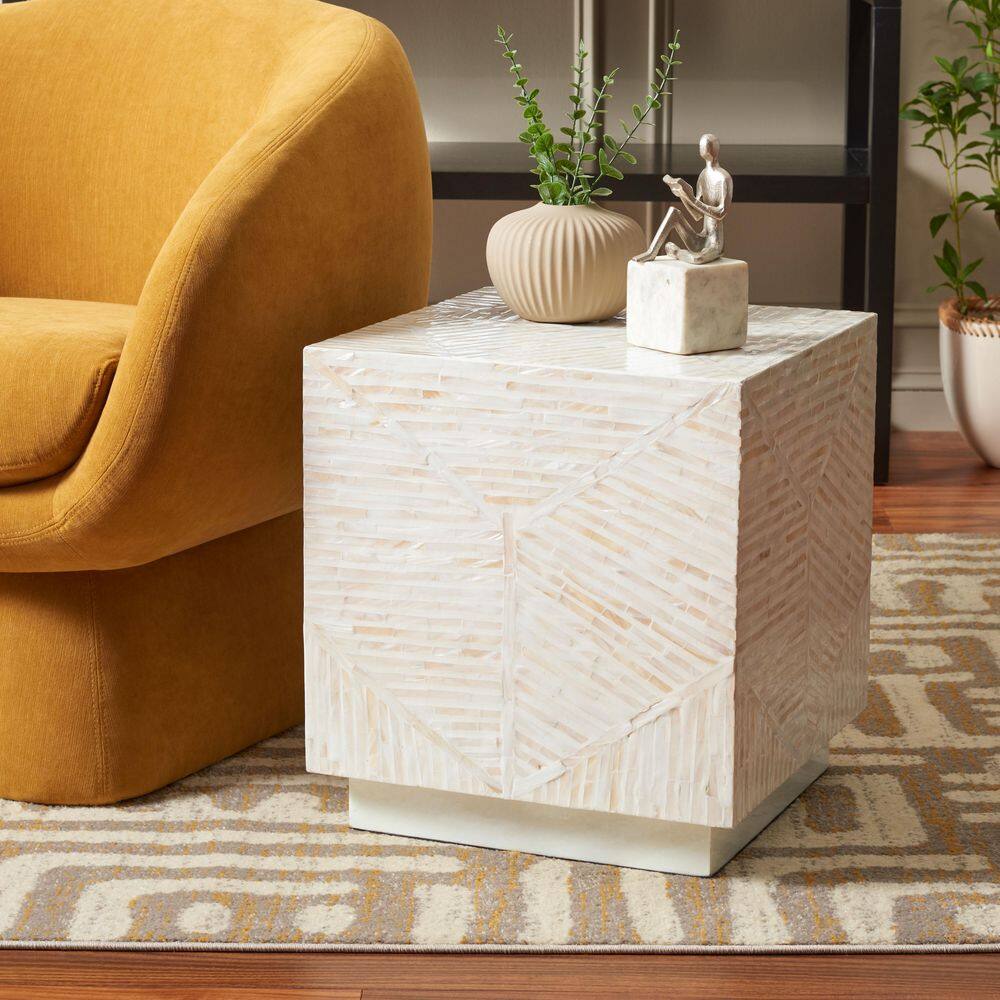Kiely 16.5 in. Champagne Round Wood End Table