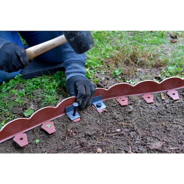 ProFlex 20 ft. Red Scalloped Woodgrain Plastic No-Dig Edging Kit ProFlex 20 ft. Red Scalloped Woodgrain Plastic No-Dig Edging Kit