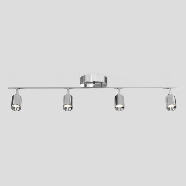 Vidalite Shura Polished Chrome Integrated LED Fixed Track Light Rotatable Cylinder Head 3 ft. Track Lighting Kit 3000K 2240 Lumen