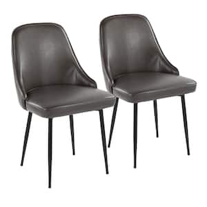 Marcel Grey Faux Leather & Black Metal Side Dining Chair (Set of 2)