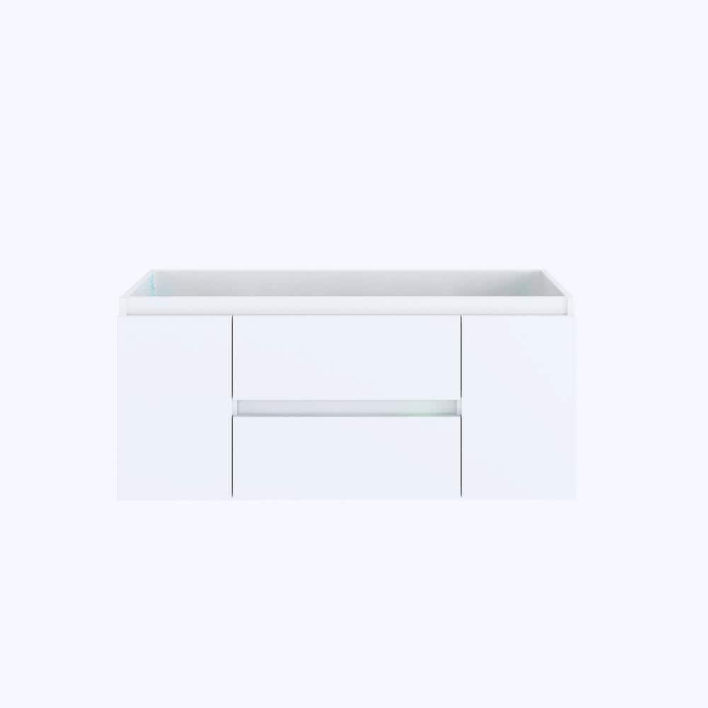 White 48" Wall-Mounted Floating Bathroom Vanity with Ceramic Top