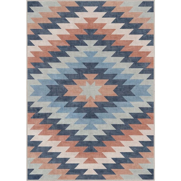 Blue 5 ft. 3 in. x 7 ft. 3 in. Apollo Albuquerque Southwestern Distressed Area Rug