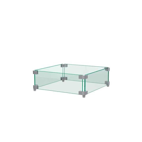Dovelina 24 in. x 24 in. Square Fire Pit Insert Glass Wind Guard