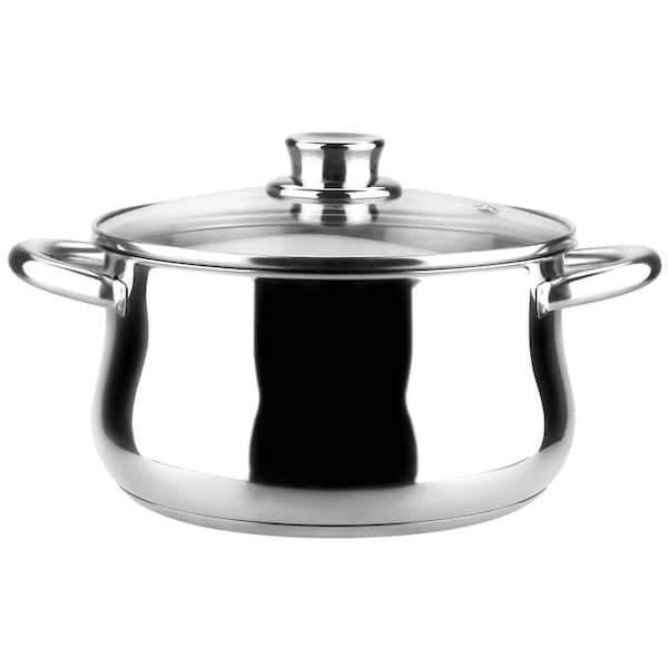 Magefesa Ideal 4.2 qt. Round Stainless Steel Casserole Dish with Glass Lid