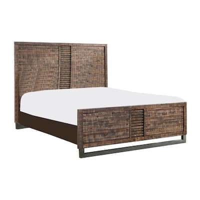 Homeroots Amelia Reclaimed Oak King Bed With Reclaimed Wood 285867 The Home Depot