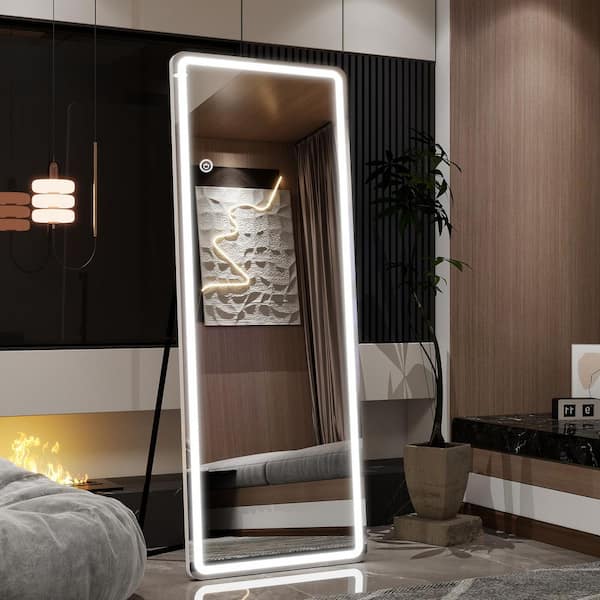 20 in. W x 63 in. H LED Rectangular Rounded Corners Frameless Full Length Mirror Floor Mirror