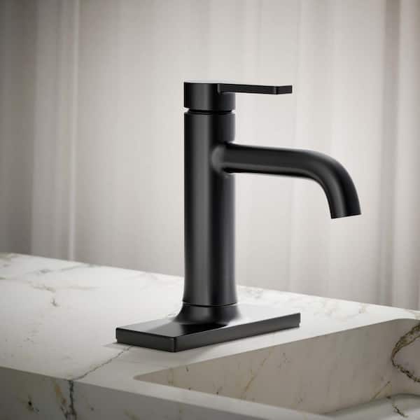 Venza Single-Handle Single-Hole Bathroom Faucet in Matte Black