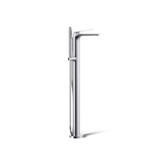 Avid Single Handle Floor-Mount Bath Filler Trim Kit in Polished Chrome (Valve Not Included)