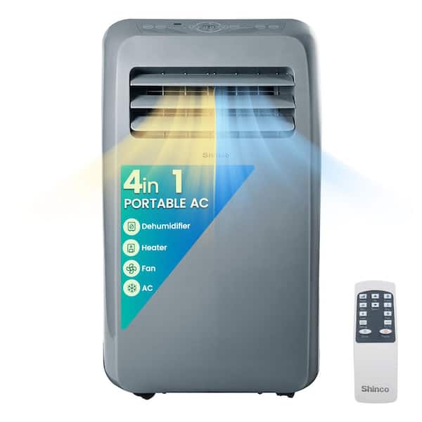 4-In-1 Cools/Heats 400 sq. ft. 10,000 BTU ASHRAE Portable Air Conditioner with Heater, Dehum & 3-Speed Fan, Swing