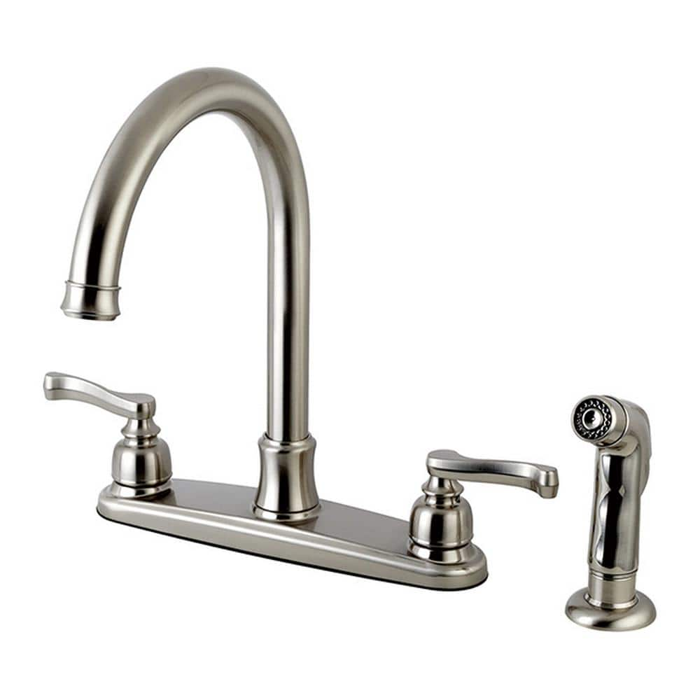 Kingston Brass French 2-Handle Standard Kitchen Faucet with Side ...