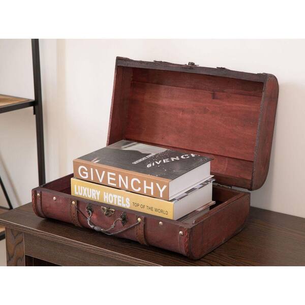 Vintiquewise Pirate Style Cherry Vintage Wooden Luggage with x