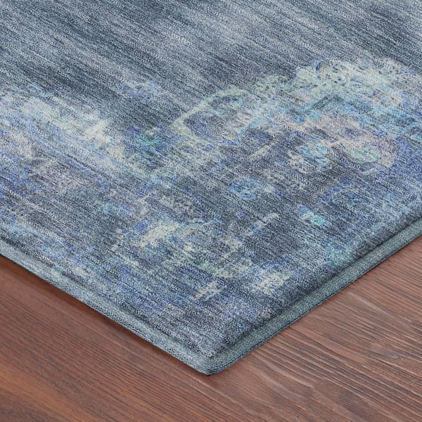 Mayfield Premium Machine Washable Abstract AMF2321 Blue 10 ft. x 14 ft. Area Rug