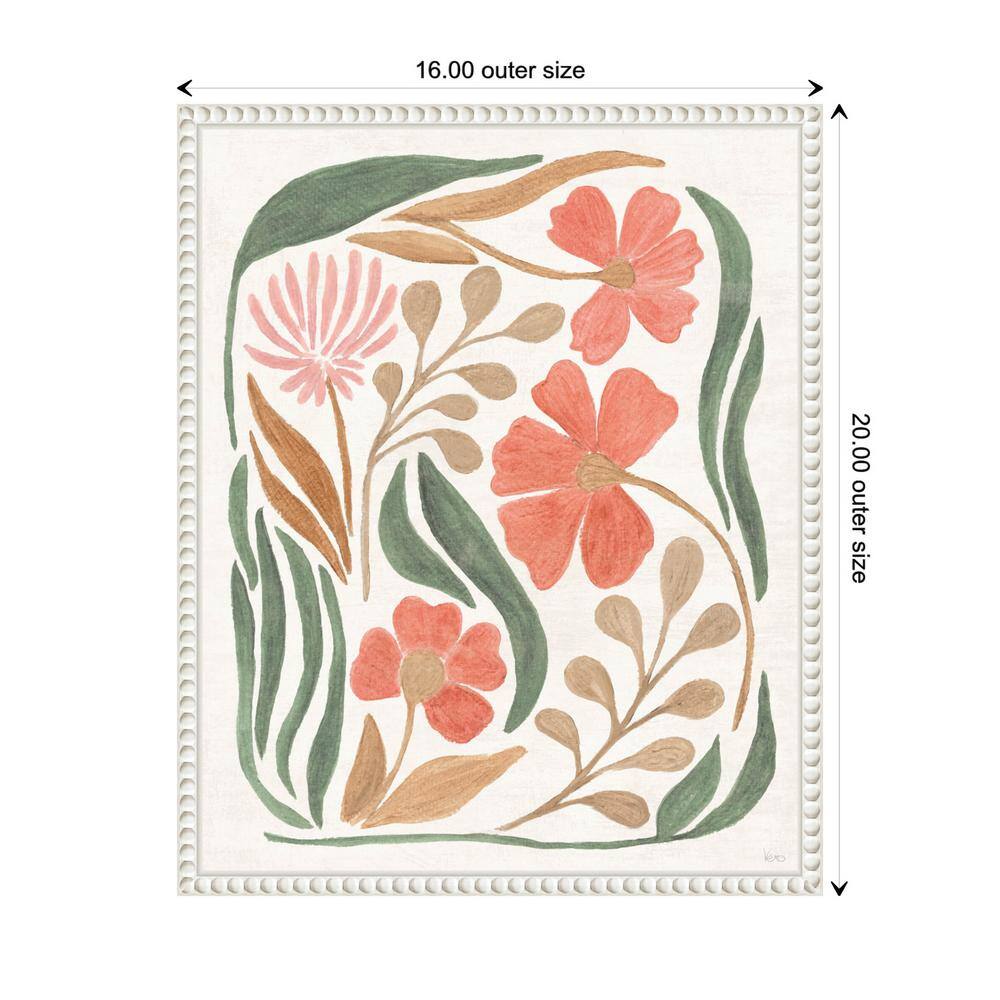 Floral Abstract Canvas Wall Art with White Frame, 16 x 20-in