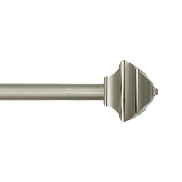Lumi Home Furnishings 28 in.-48 in. Adjustable Single Curtain Rod 5/8 in. Dia in Silver with Decorative Square finials
